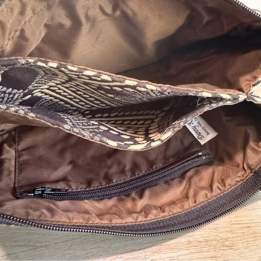 Danny K Tapestry Black And White Travel Crossbody‎ Multi Compartment Bag Purse